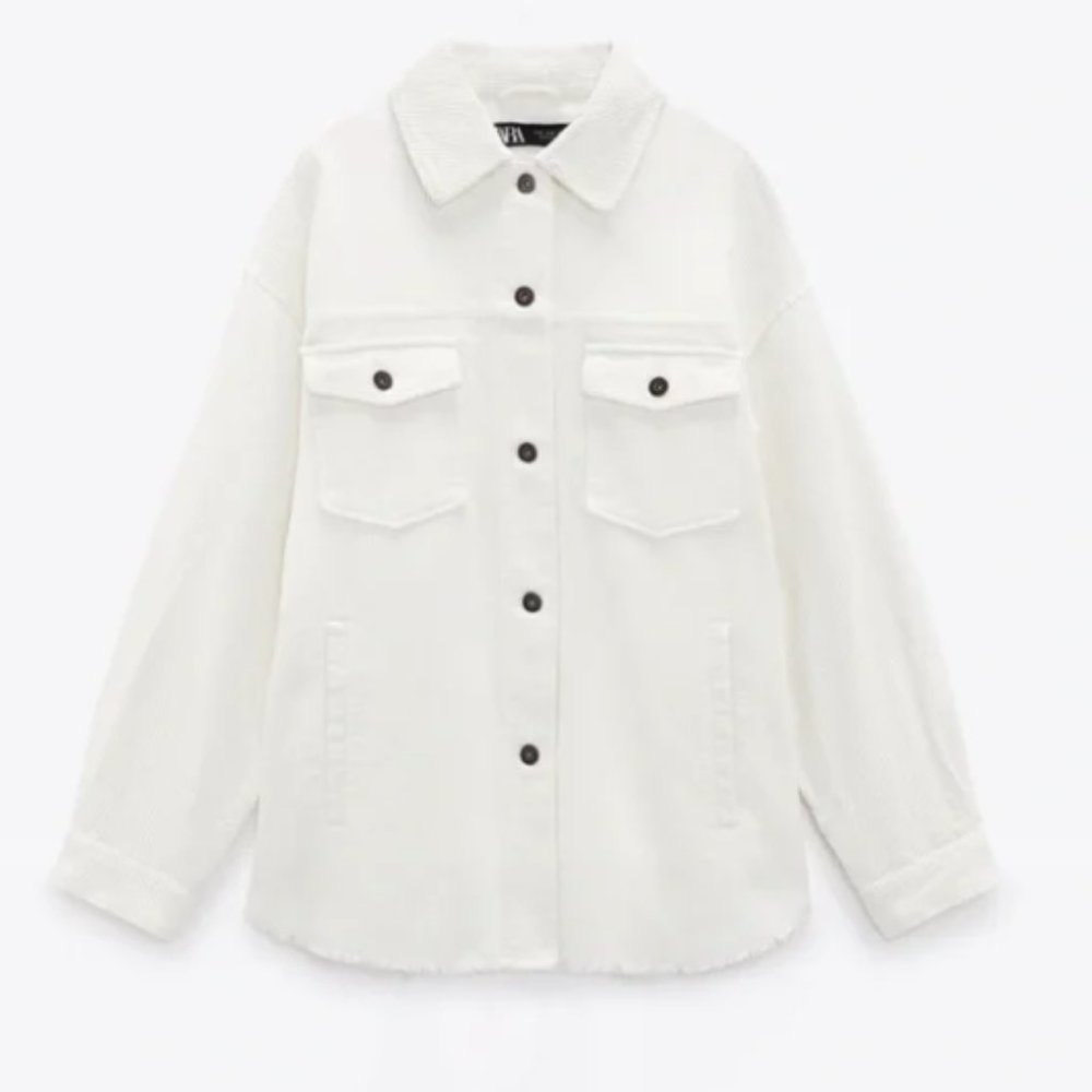 Zara Oversized Corduroy Shirt/Jacket White